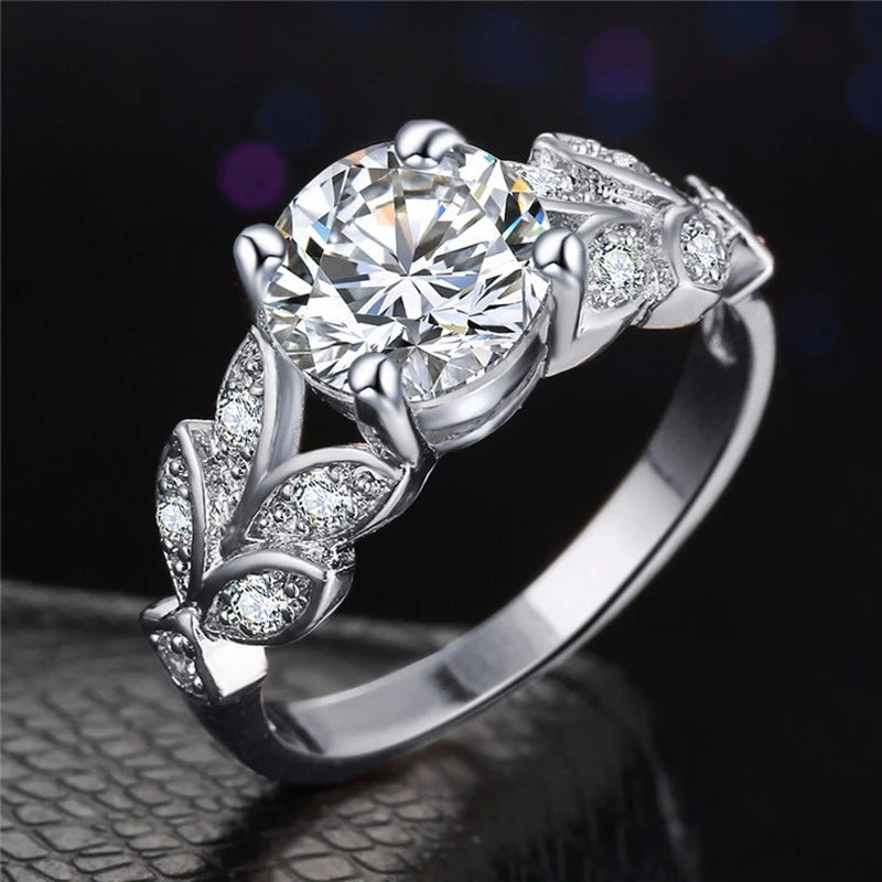 Exquisite Fashion Silver Color Engagement Rings for Women Fashion White Zircon Stones Ring Anniversary Bridal Wedding Jewelry
