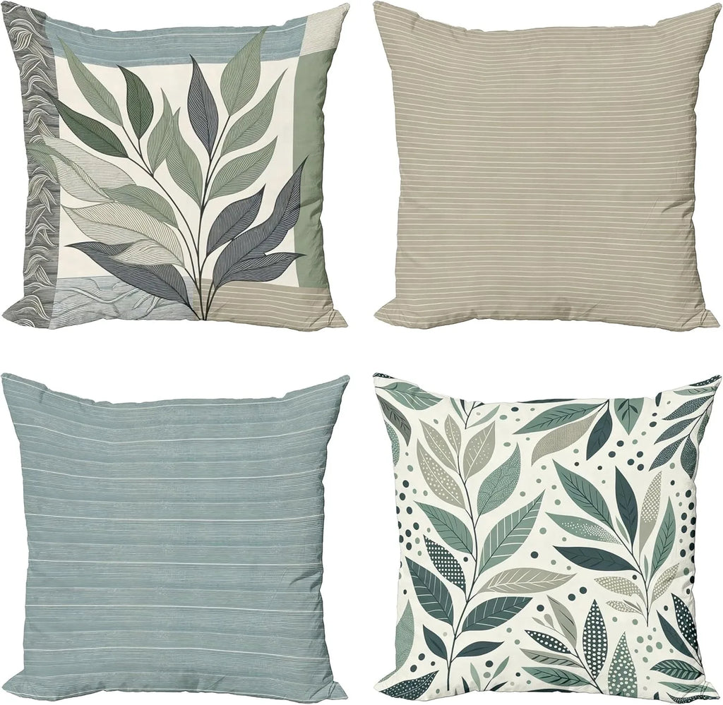 Leaf - pattern Striped Simple PillowcasesBedroom Living Room Sofa Home Decor Polyester Cushion Cover with Zipper