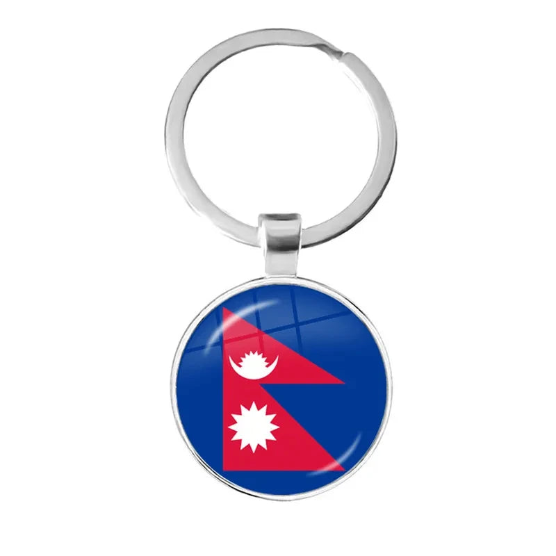 Iraq, Yemen, Nepal, Bangladesh, Maldives, Lebanon Flag Keychain 25mm Glass Keychain As a Gift To Friends  Gift