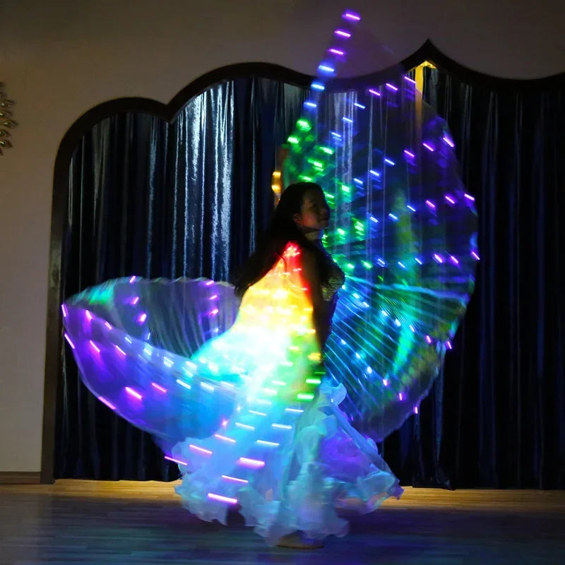 LED Luminescent Color Cloak Adult Children Dancers Luminous Butterfly Wing Stage Performance Belly Dancing Party Photo Prop