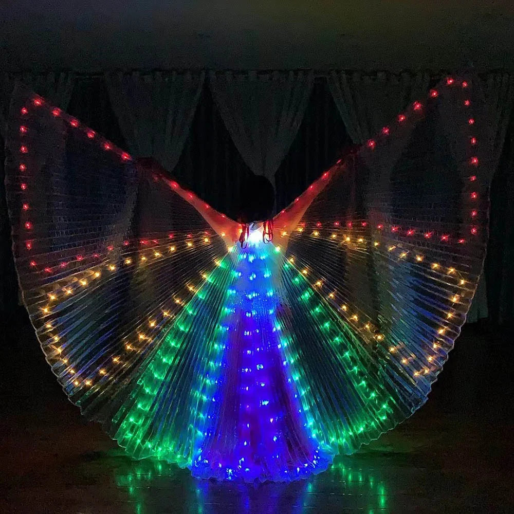 Belly Dance LED Isis Wings Both Sides Fluorescent Butterfly Performance Belly Dancing Bellydance Carnival Led Costumes Shows