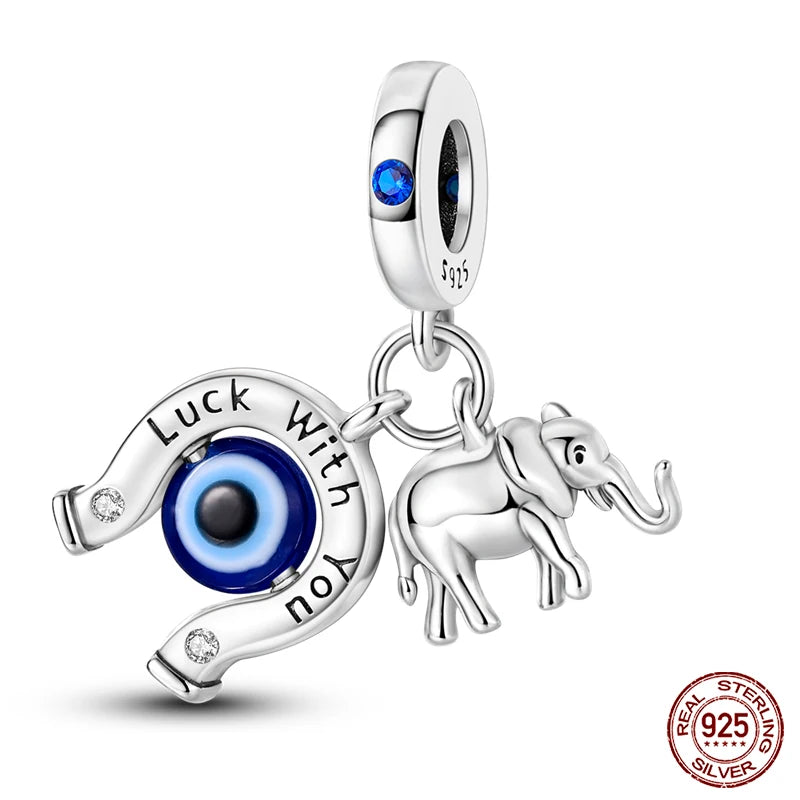 100% Real 925 Sterling Silver Classic Devil's Eye Charms Beads For Women Fit Original Qikaola Bracelets Fine DIY Jewelry Making