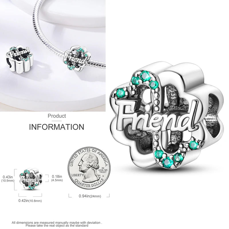 New 925 Sterling Silver Cactus Four Leaf Clover Charm Spring Green Series Bead Pendant For Original Beads Bracelet DIY Jewelry