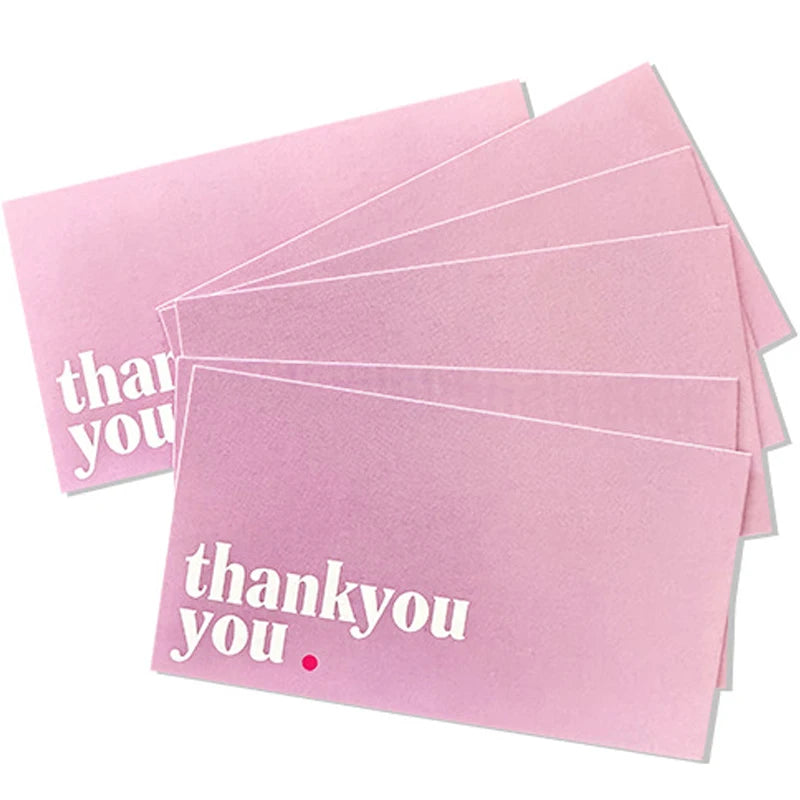 50pcs Elegant Small Business Pink Thank You Cards, Appreciation Greeting Cards for Clients, Employees, Customers
