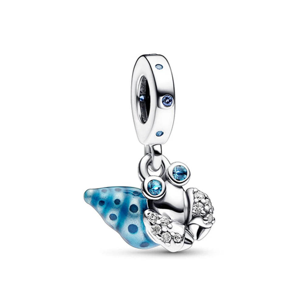 New 925 Sterling Silver Charm Fit Original Bracelet Accessories Women Jewelry Blue Ocean Series Octopus Dolphin Ship Lighthouse