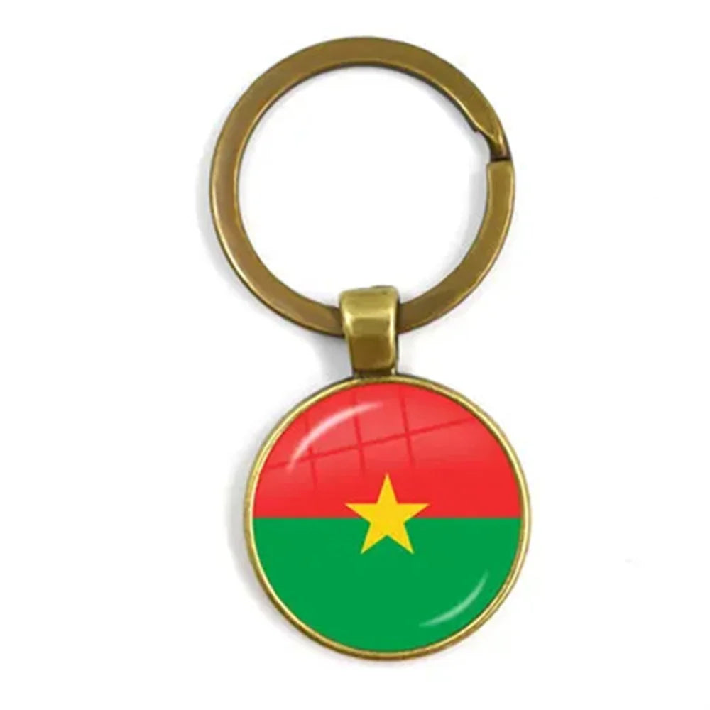Western Sahara,Guinea,Saint Helena,Niger,Guinea-Bissau,Benin National Flag Keychain 25mm Glass Cabochon Key Rings For Gift