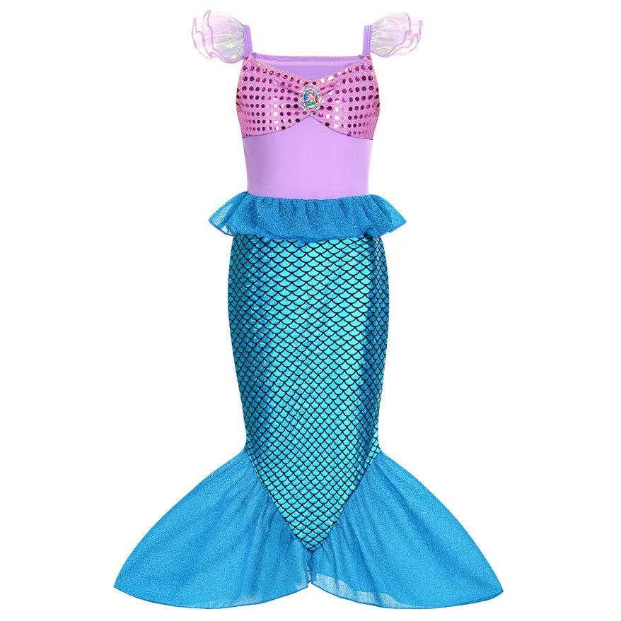 Summer Mermaid Dress Girls Kids Cosplay Dresses Princess Costume Perform Clothes Birthday Party Halloween Clothing