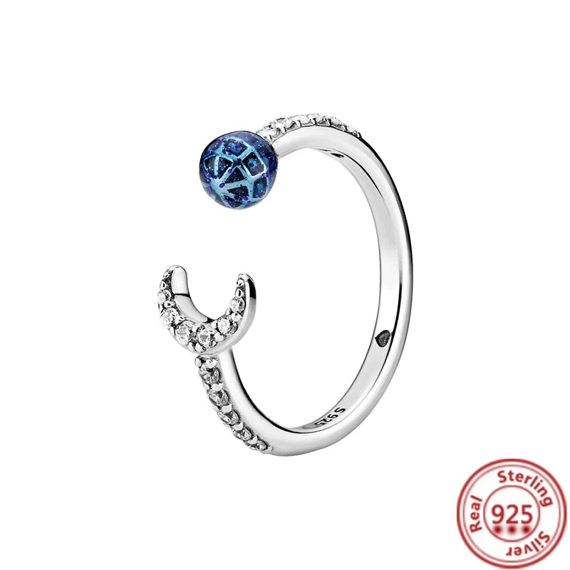 Hot Version Adjustable Ring 925 Silver Moon Dragonfly Leaf Rose Pink Popular Zircon Fit Ring Feminine Charm Jewelry Gift