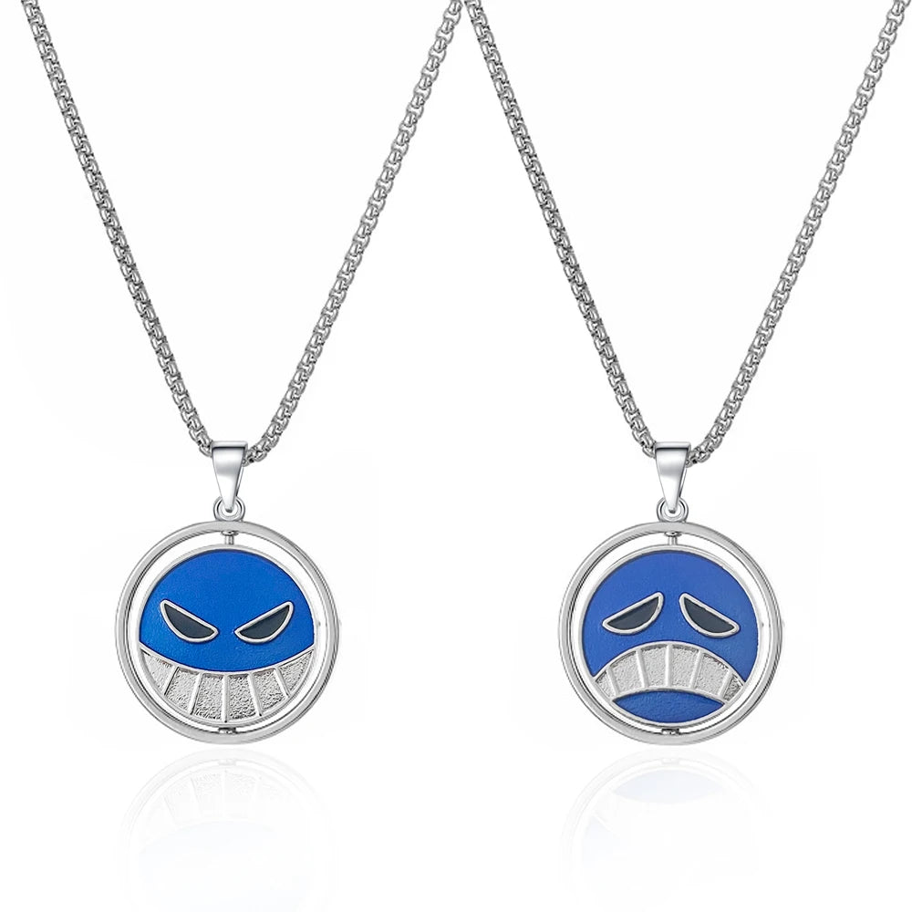 Anime Ace Necklace For Women Men Metal Rotating Pendant Necklaces Jewelry Chains Choker Keychain Cartoon Cosplay Props Periphery