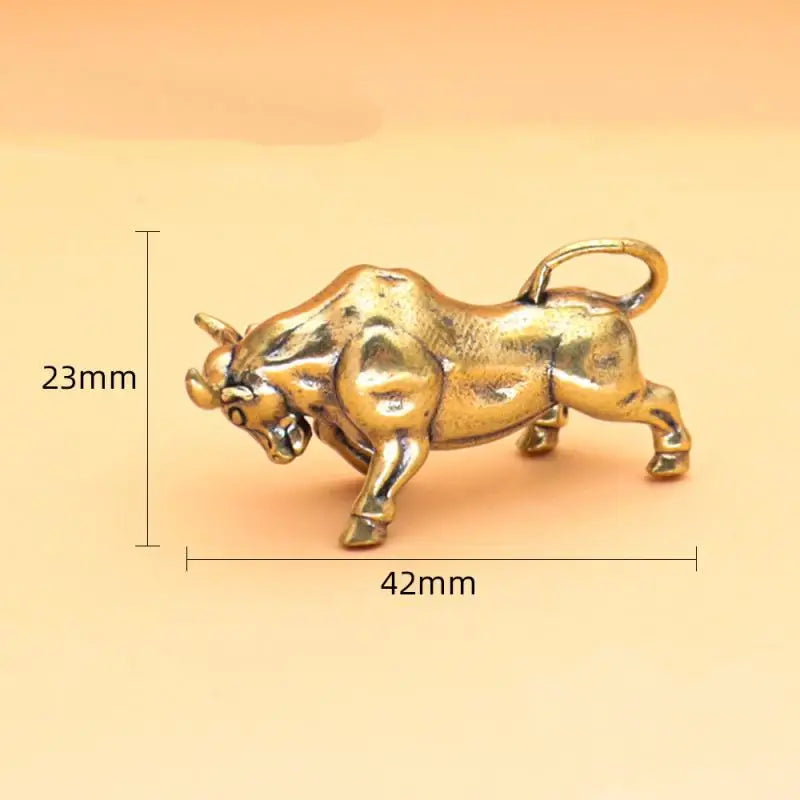 1 Piece Lucky Copper Animal Figurine Miniature Ornament Brass Bullfighting Statue For Home & Office Desk Decoration