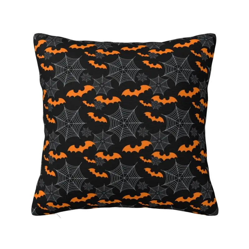 Custom Gothic Halloween Lace Bats Cushion Cover 45x45 Cm Polyester Throw Pillow Case For Sofa Living Room Decoration Pillowcase
