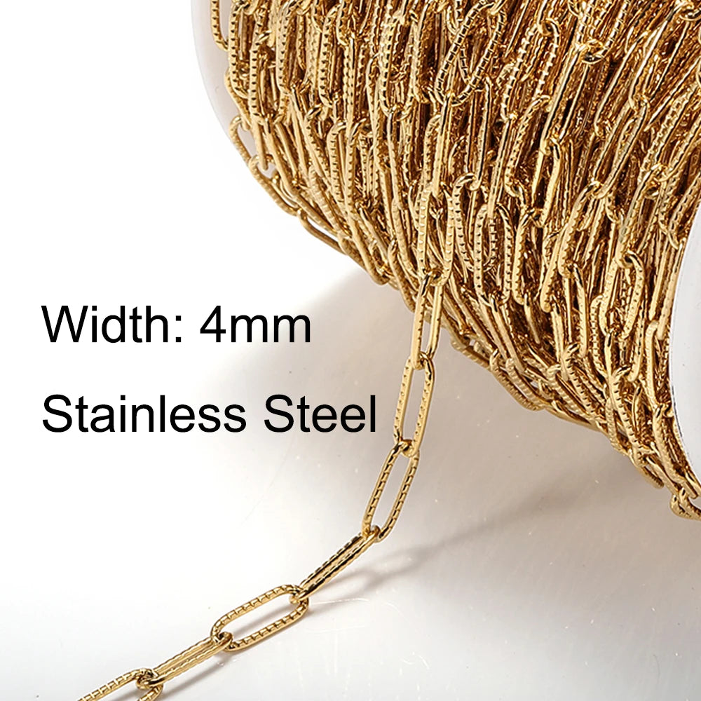 1meter Gold Stainless Steel Chain Multi Styles Star Thick Cable Curb Chains for Necklace Bracelet Jewelry Making DIY No Fade