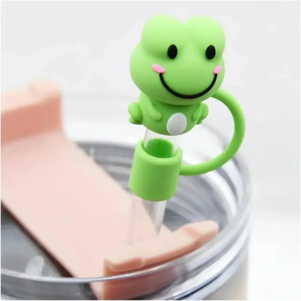5/10pcs Straw Cover Cap Reusable Silicone Dust-Proof Animal Shape Straw Topper Compatible With 30/40oz Tumbler Handle Tips Lid