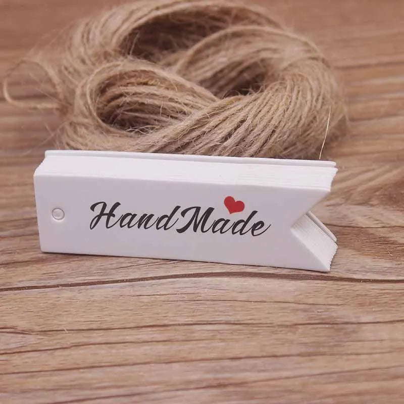 100pcs Kraft Gift Tags with 20m Rope Thank You Paper tags for  Gift New Year Halloween Christmas Label Party Decoration