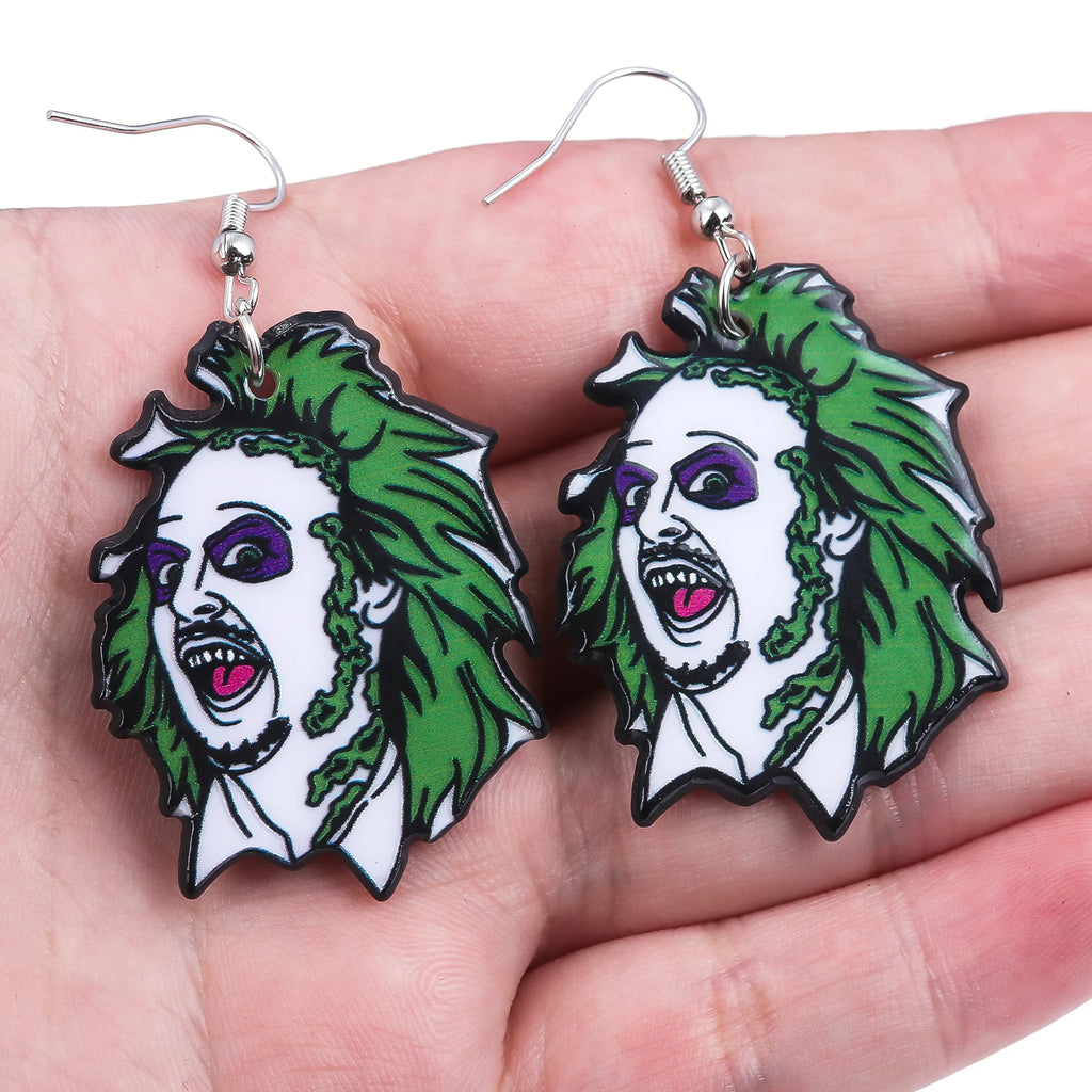 Gothic Style Halloween Betelgeuse Snake Earring for Women Beetle Juice Lydia Sandworm Creepy Jewelry Cosplay Props Accessories