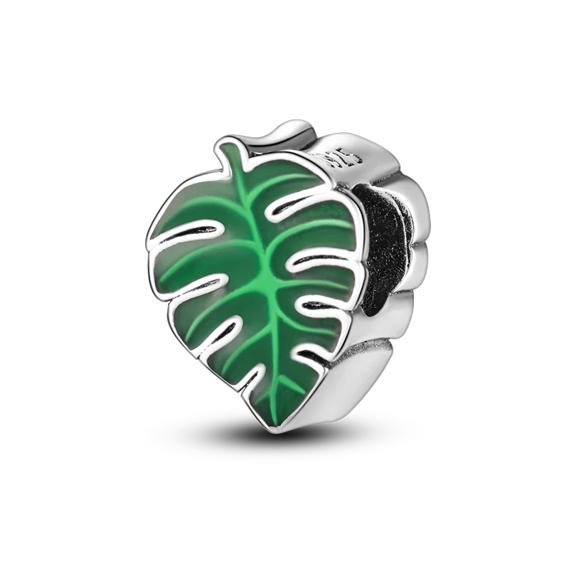 New 925 Sterling Silver Cactus Four Leaf Clover Charm Spring Green Series Bead Pendant For Original Beads Bracelet DIY Jewelry