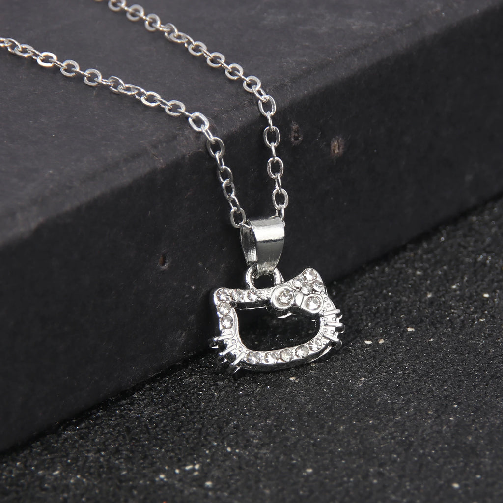 Anime Cartoon Sanrio Hello Kitty Pendant Necklace Fashion Bow Cute Cat Necklace for Women Jewelry Accessories Gifts