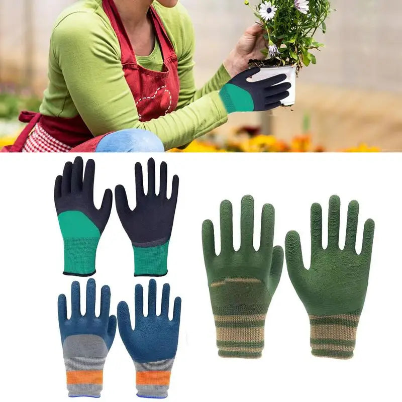 1Pair Gardening Gloves Latex Waterproof Horticultural Gloves Non-slip Protective Gear for Vegetable Flower Plant Gardening Glove