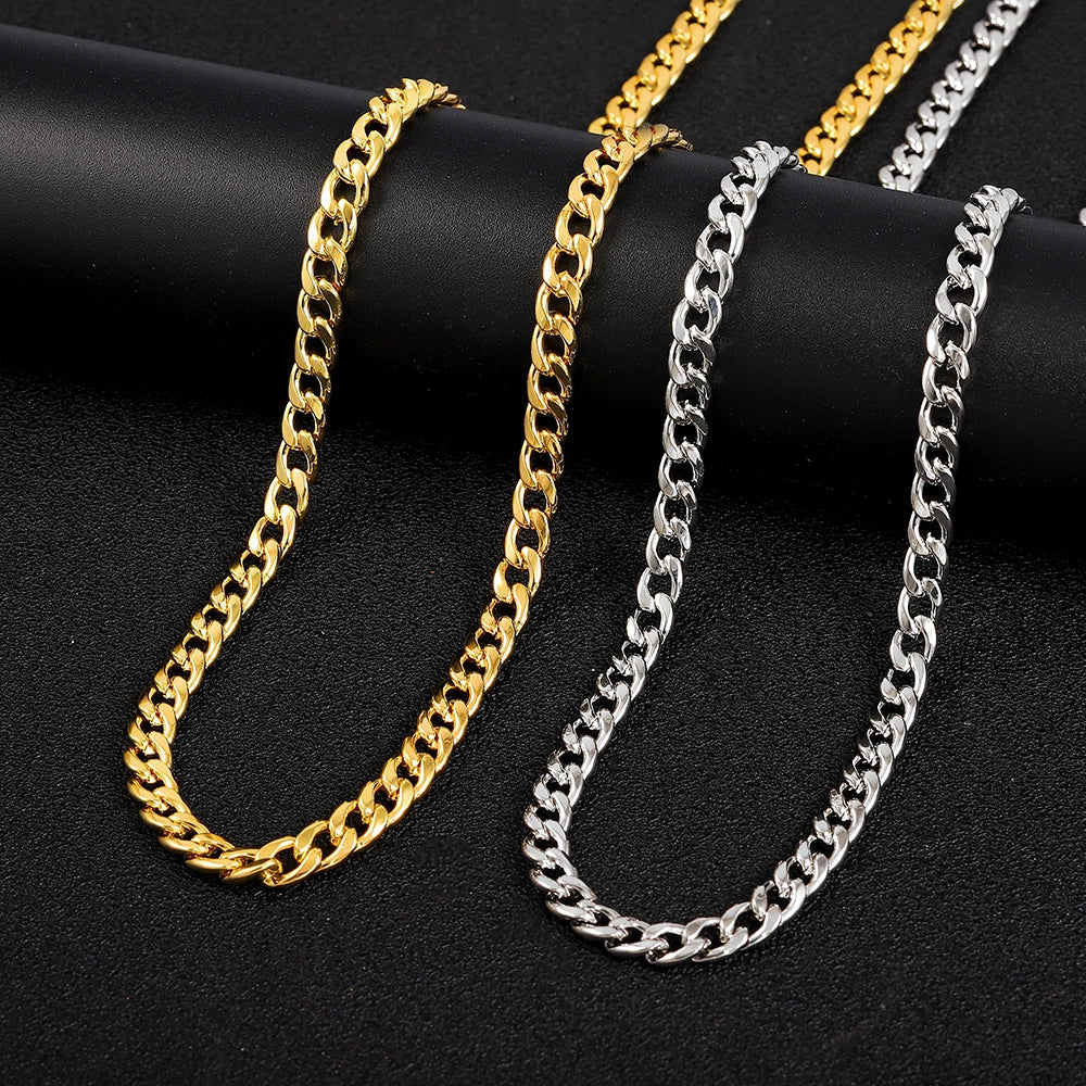 High Quality Classic Cuban Link Chain Smooth Necklace Fashion Jewelry Gift Party Men and Women Suitable For All Occasions
