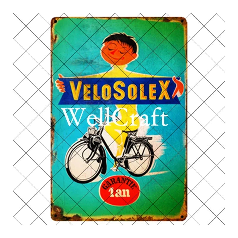 [ WellCraft ] Bicycle Velosolex Tin Signs Retro Bike Wall Plaque Pub Decor WX-11 vintage decor  home decor  room decor