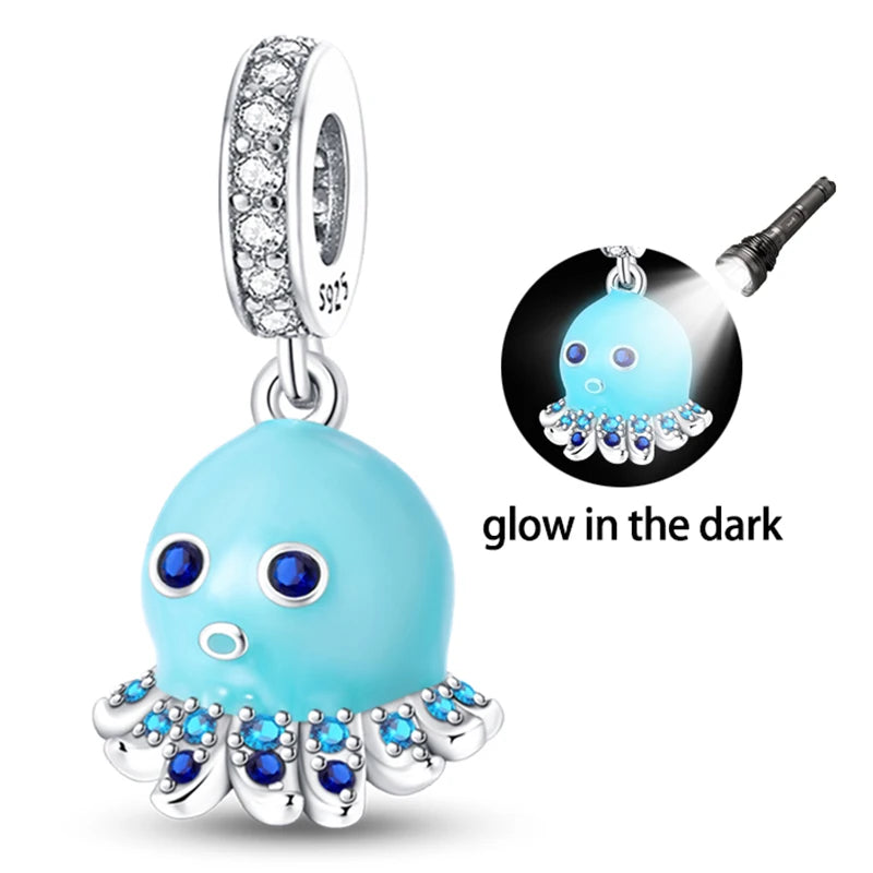 Fashion 925 Sterling Silver Summer Ocean World Series Sea Turtle Starfish Crab Octopus Charms Beads Fit 925 Bracelet DIY Jewelry