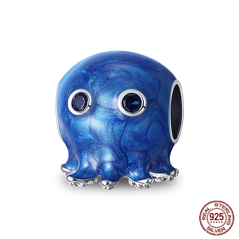 Original Ocean Series Fit 3mm Bracelet 100% Authentic 925 Sterling Silver Turtle Crab Mermaid Charm Beads DIY Jewelry Gift