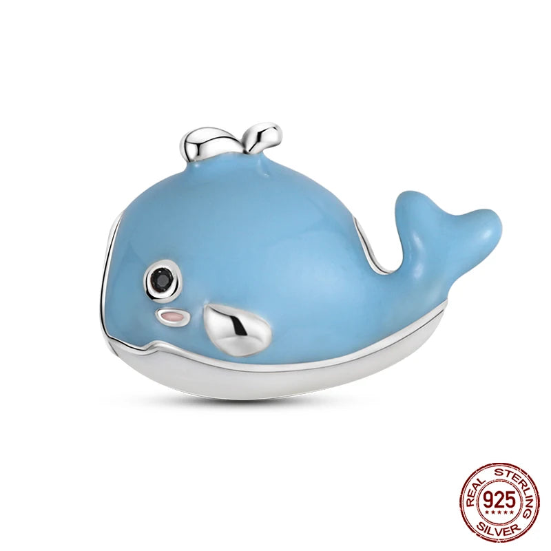 Original Ocean Series Fit 3mm Bracelet 100% Authentic 925 Sterling Silver Turtle Crab Mermaid Charm Beads DIY Jewelry Gift