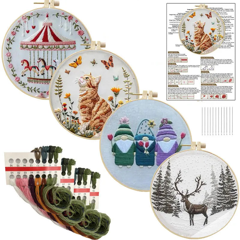 New Christmas Embroidery Kit DIY Embroidery Kit with All the Materials Included Santa Gift Home Decor