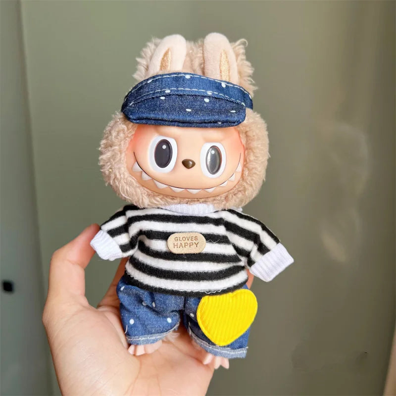 Plush Doll Multiple Styles Clothing Set For 17cm Labubu Outfit Accessories Trendy Clothes Girl Gift