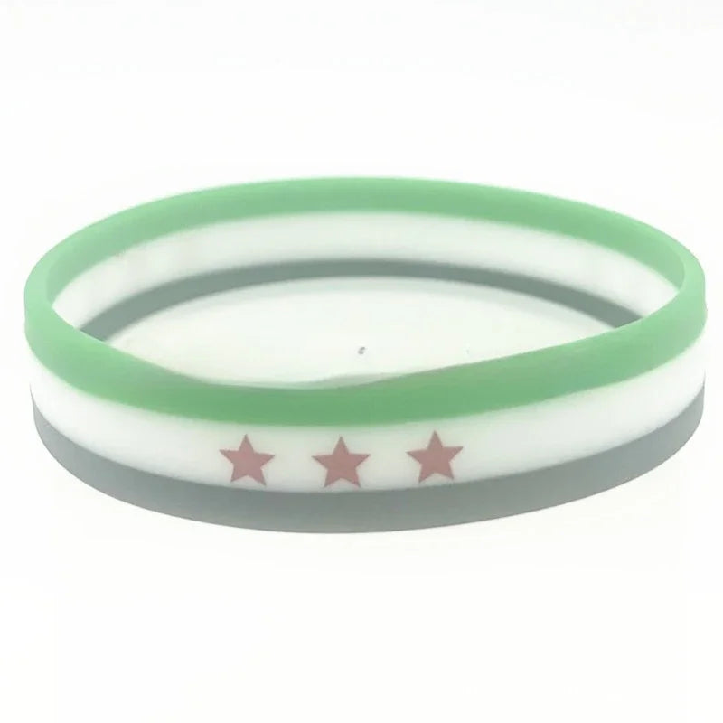 Syria Flag Silicone Rubber Bracelets Sports Wrist Band Bangle for Women Men Special Gift for Lover Healthy Exercise Keychains