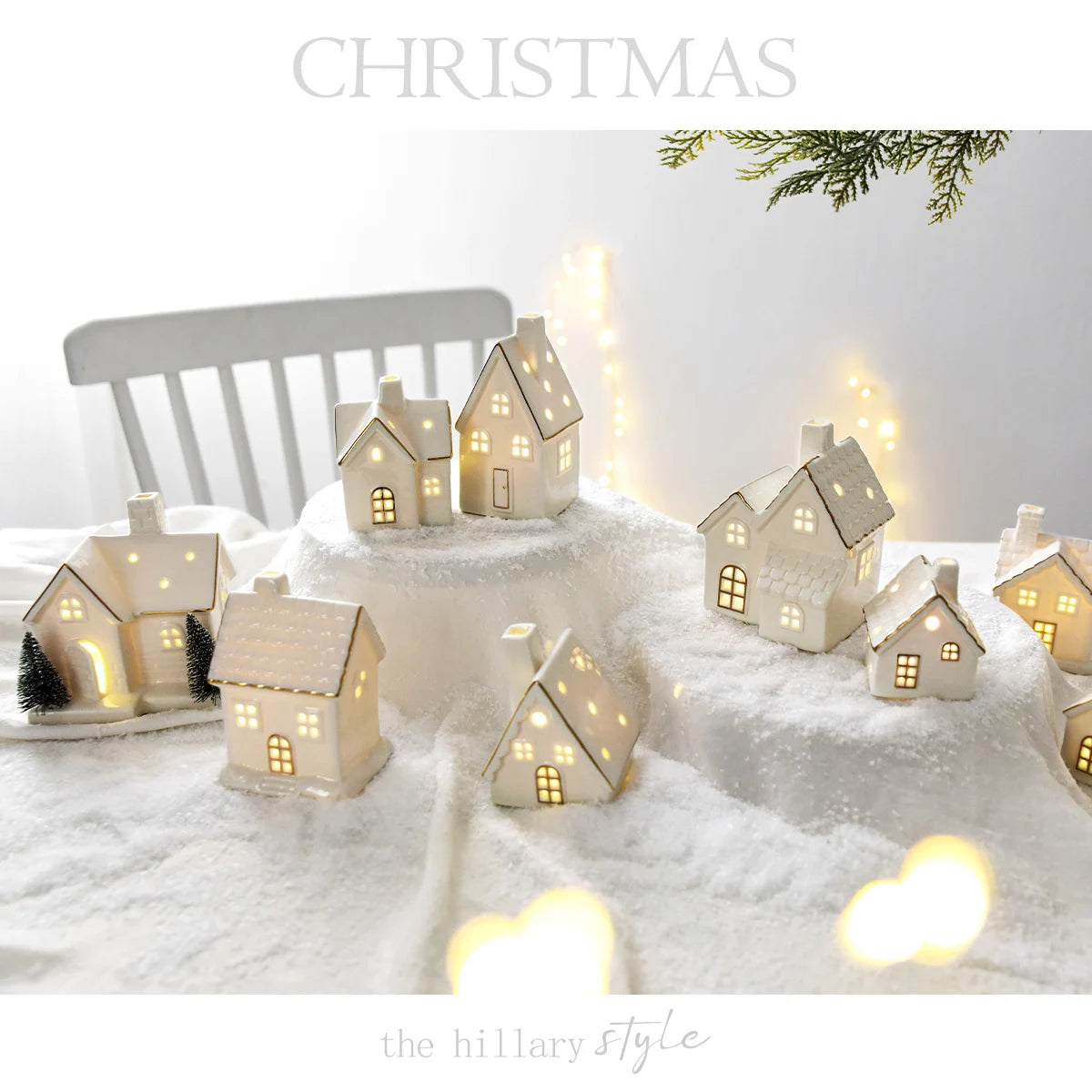 1 Piece Ceramic Glowing Ceramic House Decorative Ornament for Living Room Festive Wedding Family Table Decoration Holiday Gift