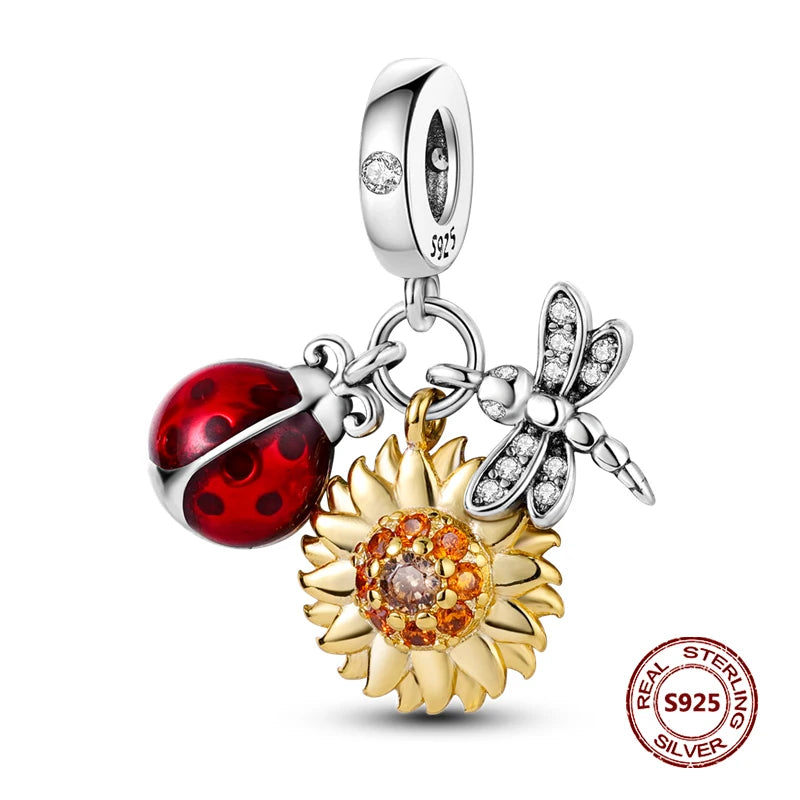 925 Sterling Silver Strawberry Turtle Owl Charm Beads Suitable For Original Bracelet Women DIY Jewelry Making Birthday Gifts