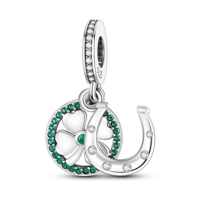 New 925 Sterling Silver Cactus Four Leaf Clover Charm Spring Green Series Bead Pendant For Original Beads Bracelet DIY Jewelry