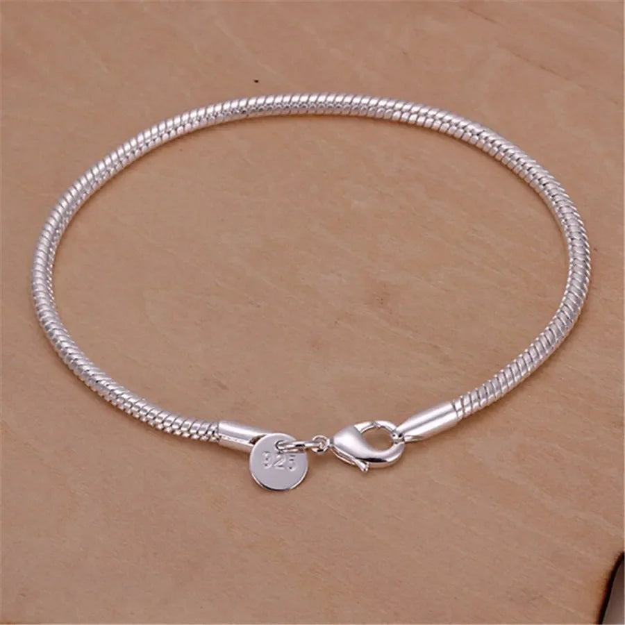 925 Sterling Silver Chain Exquisite Twisted Bracelet Fashion Charm Chain Women Men Solid Wedding Cute Simple Models Jewelry