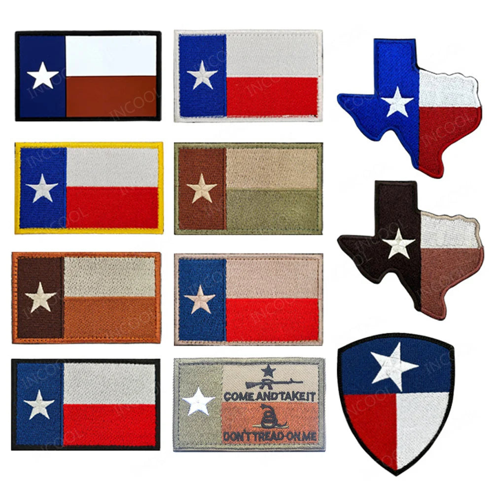 State of Texas Flag Full Embroidery Patches PVC Rubber Appliques TX Lone Star Tactical Decoration Badges For Clothing Backpack