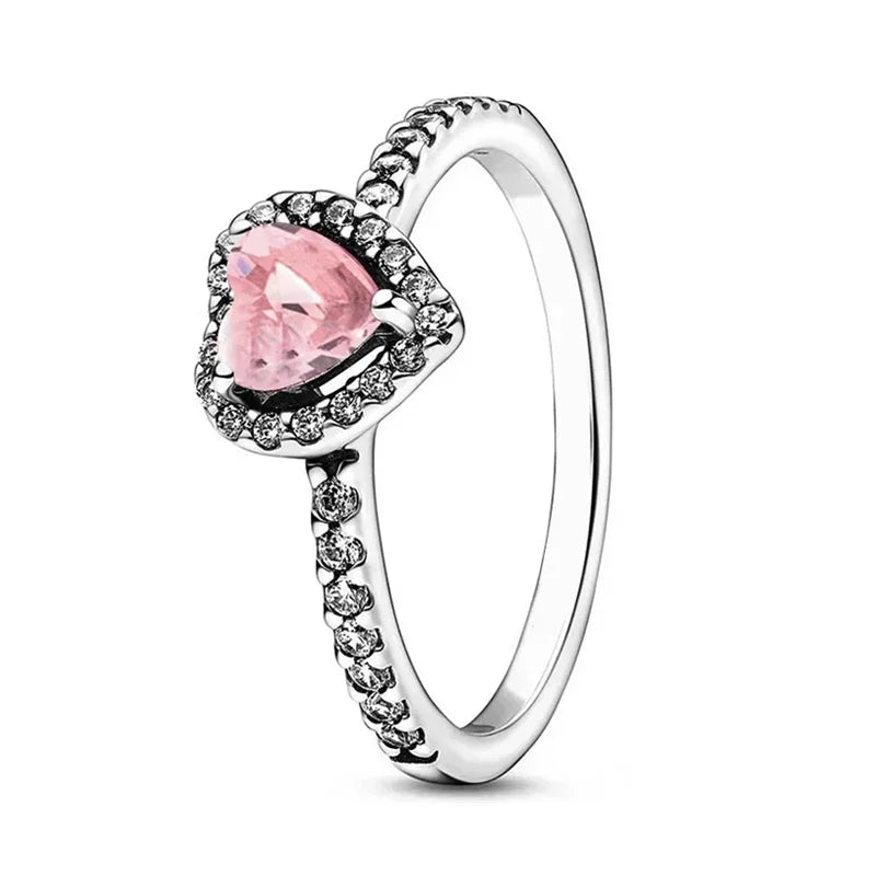 Original 925 Sterling Silver Rings For Women Crown Love Heart Sun Moon Engagement Wedding Pink Bow Ring Luxury Jewelry