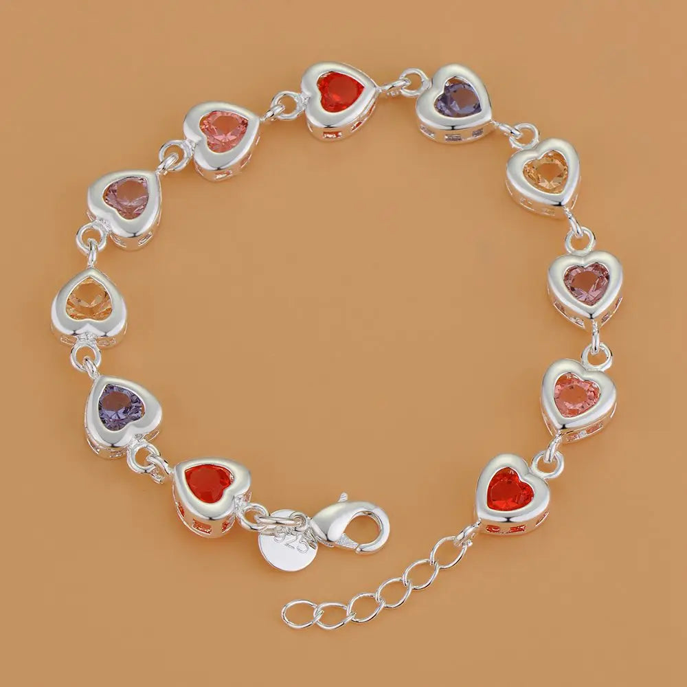 New 925 Sterling Silver Bead Heart High Quality Romance Bracelet Chain For Women Engagement Party Wedding Jewelry Gift