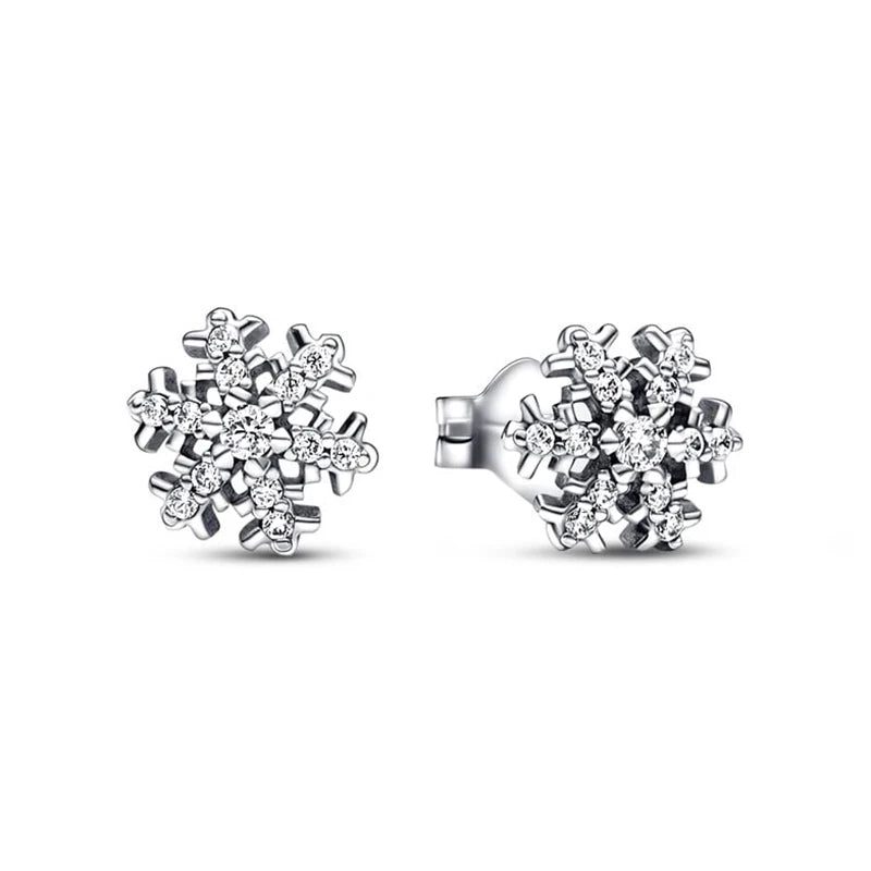 S925 Silver Valentine's Day Red Heart Charm Earring Snowflake Earrings Bow Heart Necklace DIY For Women Fine Jewelry Gift