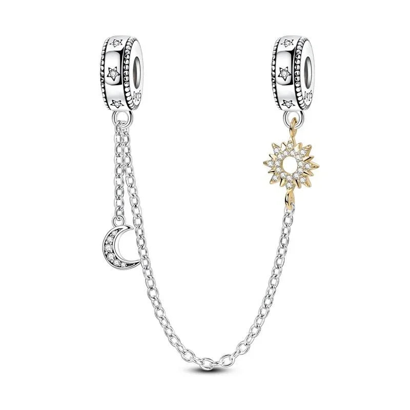 Hot Sale Original 925 Sterling Silver Star & Moon Charms Earrings Ring Beads Pendant Fit Bracelet Necklace DIY Fine Jewelry Gift