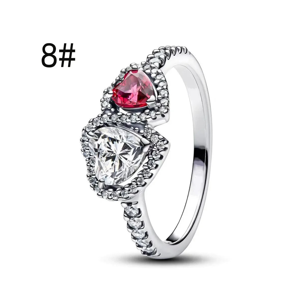 Pink Bow Set Original 925 Sterling Silver Colorful Zircon Ring Earrings Bracelet Necklace Original DIY Women's Jewelry Gift