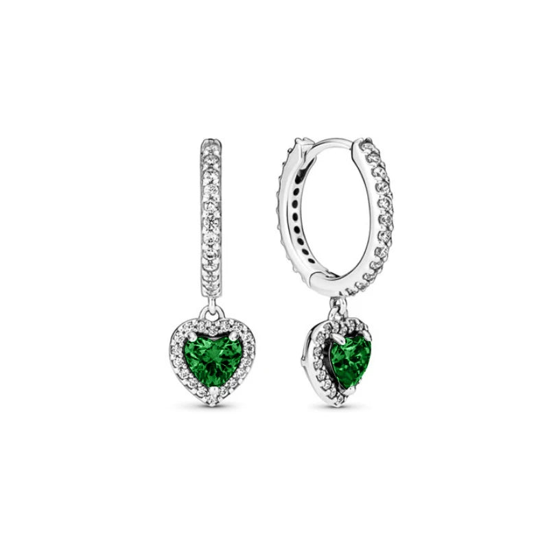 2025Hot Selling 925 Sterling Silver Heart-Shaped Colored Zircon Exquisite Earrings, Suitable For Girls' Charming Jewelry Gifts