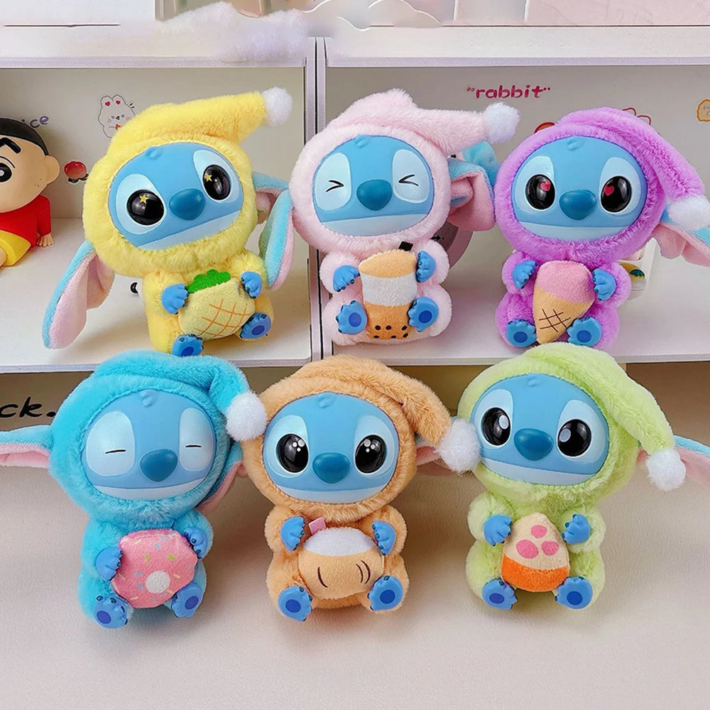 Stitch Plush Toy Lilo&stitch Keychain Keyring Doll Kawaii Accessories Eat Something Before Sleep Series Bag Pendant Girl Gift