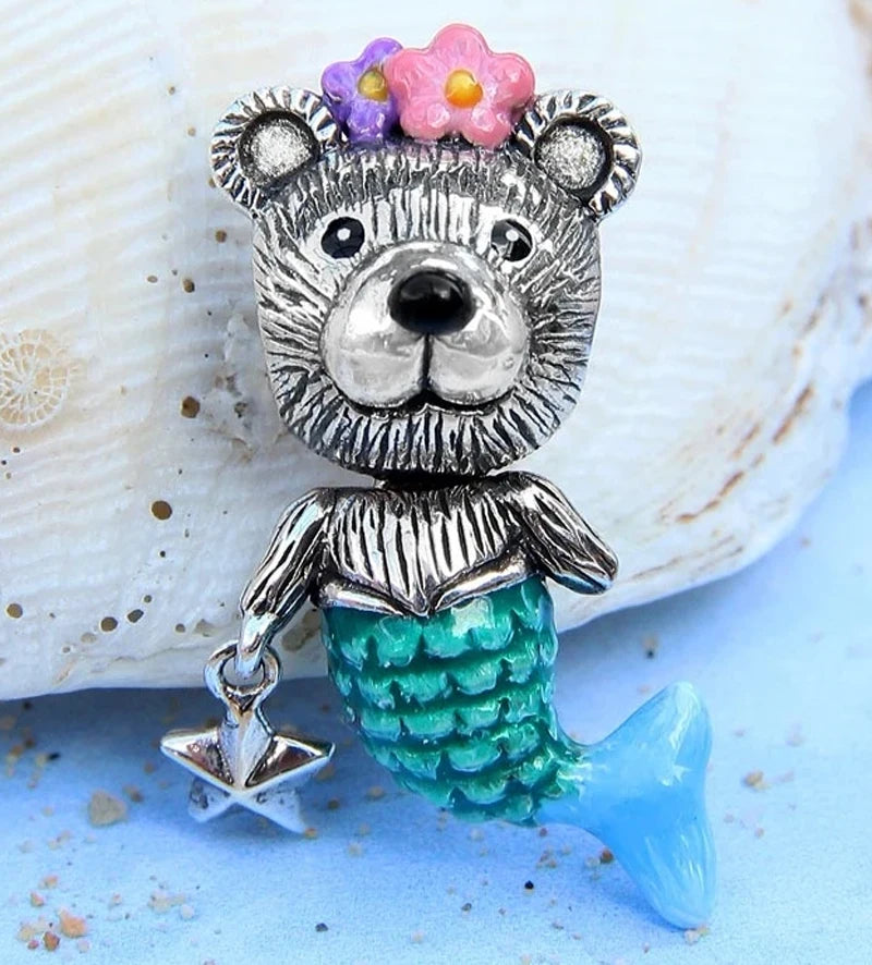 New 925 Sterlling Silver Elegant Blue Ocean Mermaid Koi Crab Charm Pendant Fit Original Bracelet DIY Women Jewelry Accessories