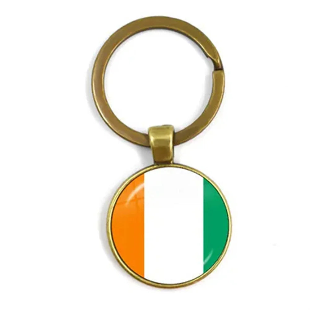Western Sahara,Guinea,Saint Helena,Niger,Guinea-Bissau,Benin National Flag Keychain 25mm Glass Cabochon Key Rings For Gift