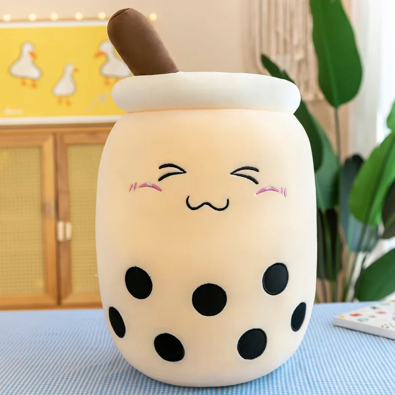 24CM Cute Stuffed Boba Plush Bubble Tea Real-life Bubo Food Milk Cup Plushie Pillow Soft Kawaii Plush Toys Gifts for Kids Baby