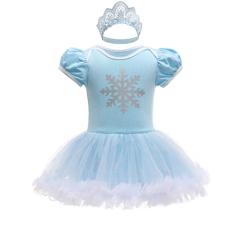 Baby Girls Belle Princess Outfit Anna Elsa Infant Baby Dress Kids Romper Witch Halloween Cosplay Clothes Birthday Costume Dress
