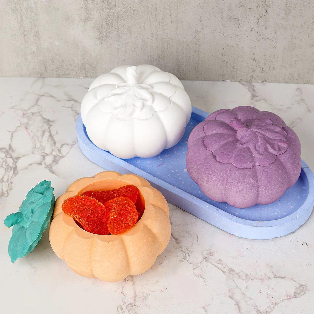 3D Halloween Storage Box Silicone Mold DIY Witch Pumpkin Candle Jar Crafts Making Plaster Resin Planter Casting Molds Home Decor