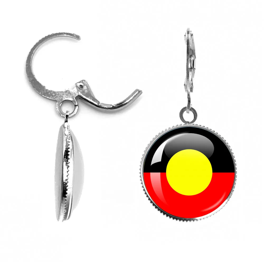Australian Aboriginal Flag National Emblem Dangle Glass 25mm Key Chain Fashion  Key Chains Glass Cabochon Lady  Key Chains Jewel