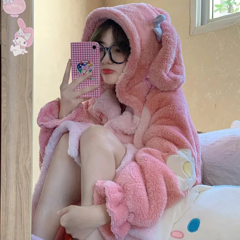 Women's Onesies Flannel Cosplay Costume Dinosaur Panda Fox Animal Pajama Cartoon Hooded Sleepwear Halloween Christmas Nightdress