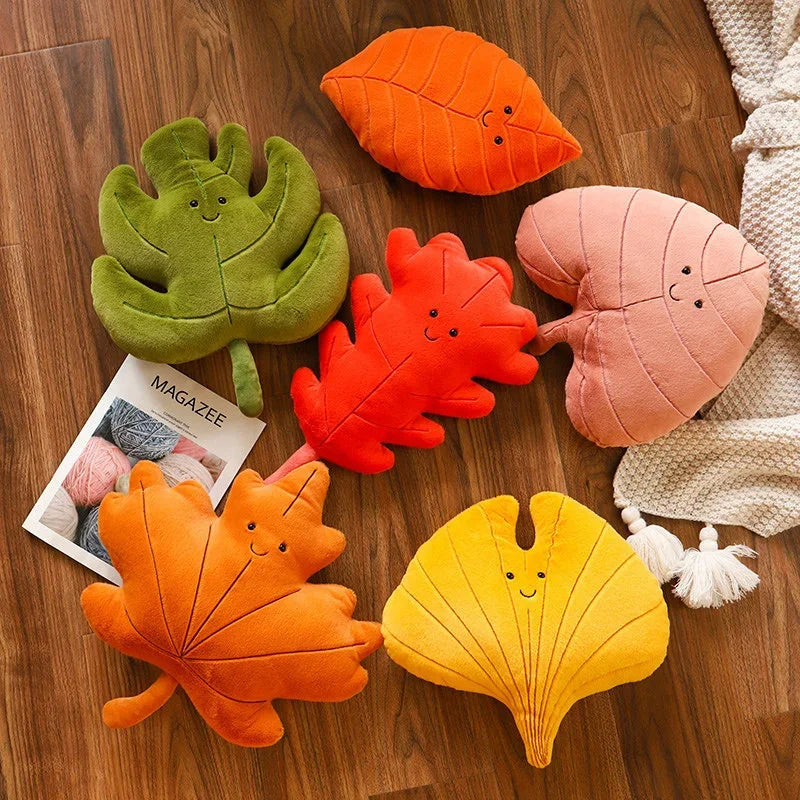 Plush Leaf Pillow Kawaii Plushie Lifelike Cushion Room Decor Stuffed Plant Toy 3D Leaves Household Sofa Pillow Cute Green Girl